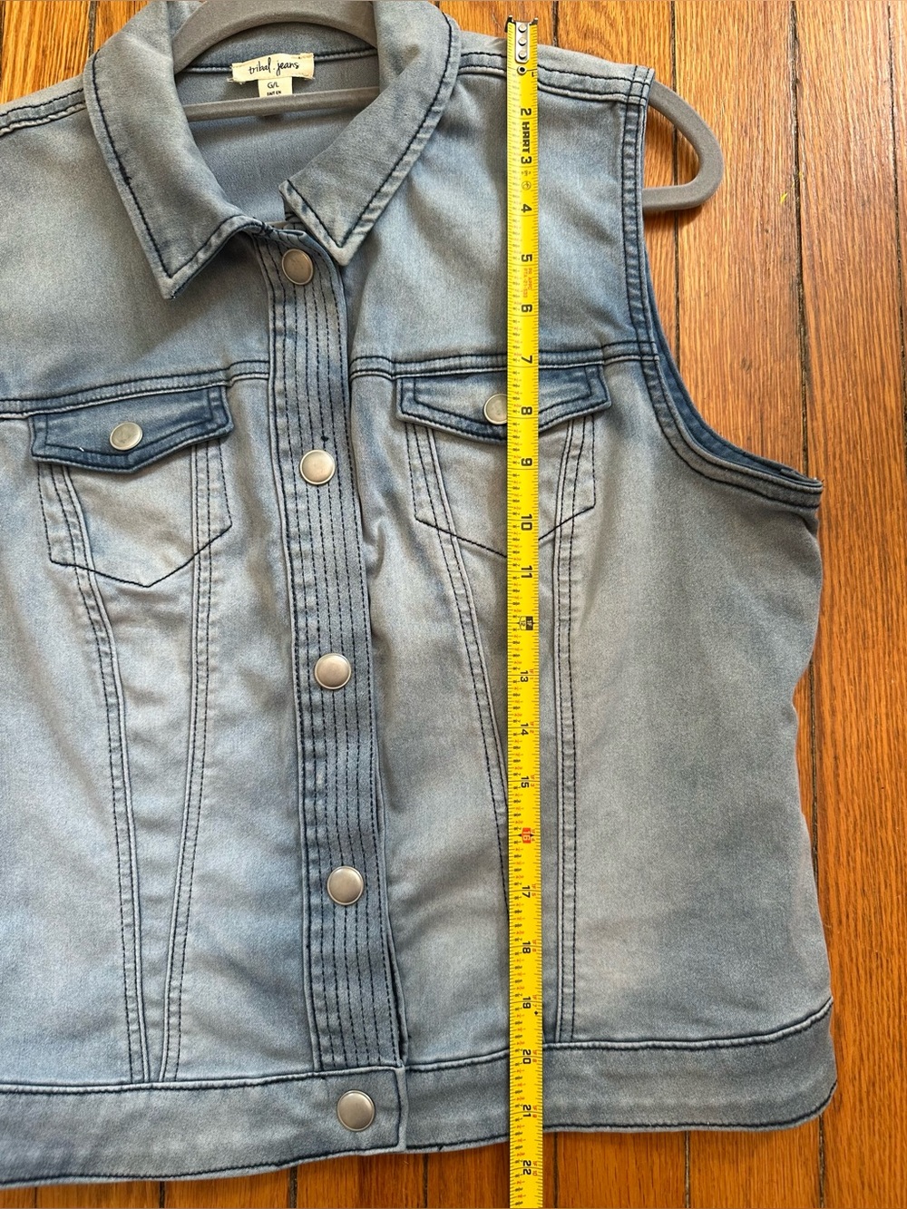 Tribal Jeans Light Denim Button-Front Vest - Light Blue Size Medium 1066 - Picture 4 of 11